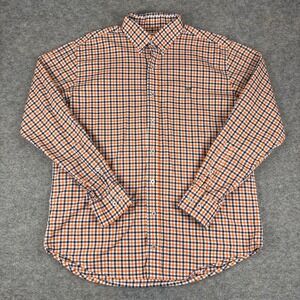 Southern Point Co Button Down Shirt Long Sleeve Check Orange Blue Mens Small S